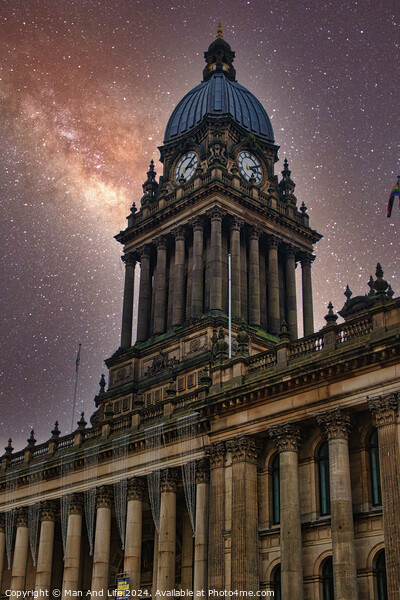 Historic building with a dome under a starry night sky in Leeds, UK. Picture Board by Man And Life