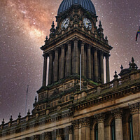 Buy canvas prints of Historic building with a dome under a starry night sky in Leeds, UK. by Man And Life