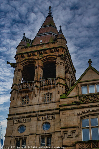 Victorian architecture with a detailed tower under a cloudy sky in Leeds, UK. Picture Board by Man And Life