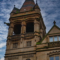 Buy canvas prints of Victorian architecture with a detailed tower under a cloudy sky in Leeds, UK. by Man And Life