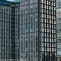 Buy canvas prints of Modern glass office buildings with a pattern of windows reflecting the sky, showcasing urban architecture in Liverpool, UK. by Man And Life