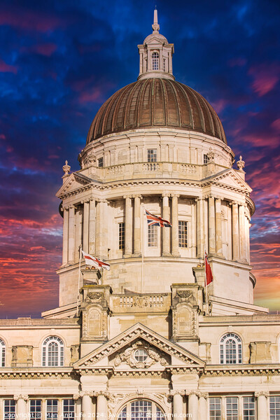Historic building with a dome against a dramatic sunset sky in Liverpool, UK. Picture Board by Man And Life