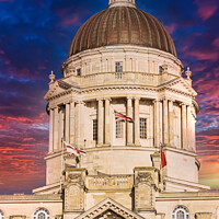 Buy canvas prints of Historic building with a dome against a dramatic sunset sky in Liverpool, UK. by Man And Life