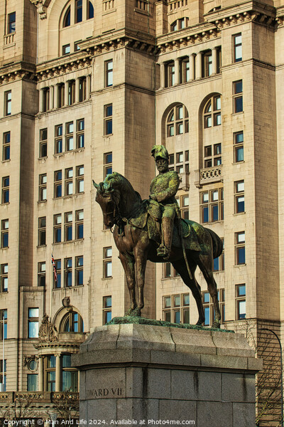 Equestrian statue in front of a historic building with intricate architecture in Liverpool, UK. Picture Board by Man And Life