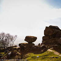 Buy canvas prints of Sunny landscape with silhouetted rock formations and a clear sky at Brimham Rocks, in North Yorkshire by Man And Life