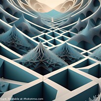 Buy canvas prints of Abstract fractal art with intricate patterns and cool-toned colors, suitable for backgrounds or concept designs. by Man And Life