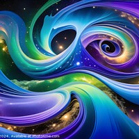 Buy canvas prints of Vibrant abstract cosmic background with swirling patterns and bright colors, resembling a surreal galaxy or nebula. by Man And Life