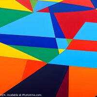 Buy canvas prints of Abstract geometric background with vibrant overlapping triangles in red, blue, green, and yellow. by Man And Life