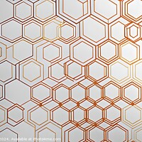 Buy canvas prints of Elegant geometric pattern with hexagons in gradient shades from white to orange, suitable for backgrounds, wallpapers, or graphic design elements. by Man And Life