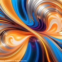 Buy canvas prints of Abstract swirl background with vibrant blue and orange colors in a dynamic wave pattern. by Man And Life