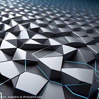Buy canvas prints of Abstract geometric background with a pattern of 3D hexagons in shades of black and gray with subtle blue highlights. by Man And Life