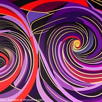 Buy canvas prints of Abstract colorful swirls and spirals pattern on a dark background, modern digital art for creative design. by Man And Life