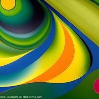 Buy canvas prints of Abstract colorful waves pattern with a vibrant palette of green, yellow, blue, and red, ideal for backgrounds and graphic design. by Man And Life
