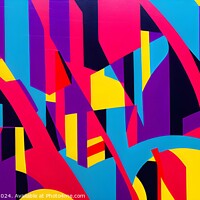 Buy canvas prints of Vibrant abstract geometric mural with a dynamic mix of shapes and colors, suitable for modern art backgrounds or creative designs. by Man And Life