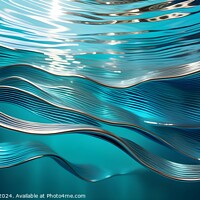 Buy canvas prints of Abstract blue water waves pattern with light reflections. by Man And Life