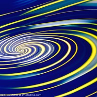Buy canvas prints of Abstract blue and yellow swirl pattern background. by Man And Life