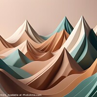 Buy canvas prints of Abstract geometric landscape with stylized mountains in pastel tones. Suitable for backgrounds or wall art. by Man And Life