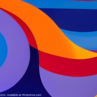 Buy canvas prints of Abstract colorful background with vibrant waves and curves in blue, orange, and purple tones. by Man And Life