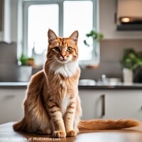 Buy canvas prints of a beautiful cat sitting on the table in the kitchen by Man And Life
