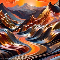 Buy canvas prints of Abstract wavy landscape with vibrant colors, resembling mountains and valleys in a surreal, artistic depiction. by Man And Life