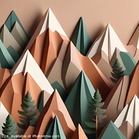 Buy canvas prints of Abstract geometric mountains with trees in a pastel color palette, suitable for modern art and minimalist design backgrounds. by Man And Life
