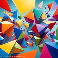 Buy canvas prints of Vibrant geometric paper art with a colorful abstract design, suitable for creative backgrounds or patterns. by Man And Life