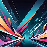 Buy canvas prints of Abstract digital art with dynamic lines and geometric shapes in vibrant colors on a dark background, conveying a sense of futuristic speed and technology. by Man And Life