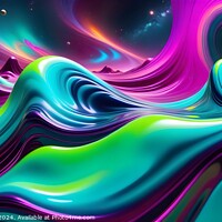 Buy canvas prints of Vibrant abstract wave background with a fluid, dynamic mix of neon colors and 3D rendering, suitable for modern design themes. by Man And Life