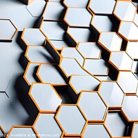 Buy canvas prints of Abstract hexagonal geometric background with a 3D effect in white and orange tones, suitable for technology or science-themed designs. by Man And Life