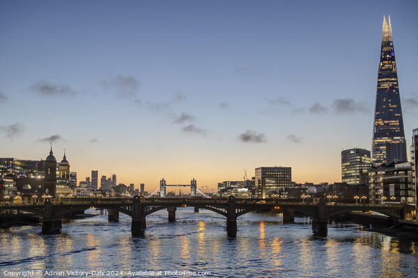 River Thames, London at Sunrise  Picture Board by Adrian Victory-Daly