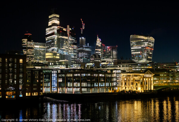 The City of London at Night Picture Board by Adrian Victory-Daly