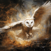 Buy canvas prints of An oil painting close up of an owl in flight  by Steve Ditheridge
