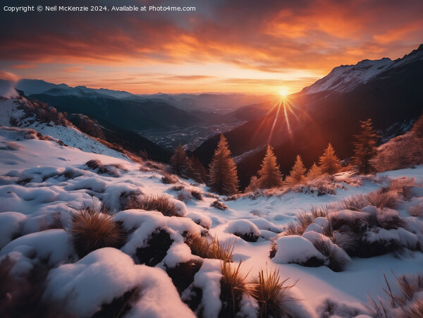 Sunrise in the snow Picture Board by Neil McKenzie