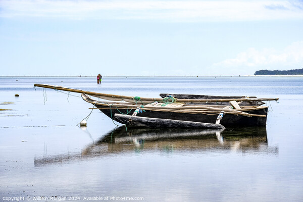 Outrigger Boat on the Indian Ocean on the Northeast Coast of Zanzibar, Tanzania  Picture Board by William Morgan