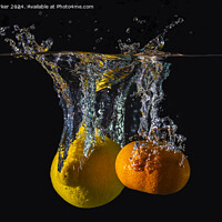 Buy canvas prints of Splash Fruit Lemon and Satsuma by John Parker