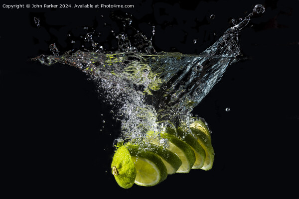 Splash Sliced Lime Picture Board by John Parker