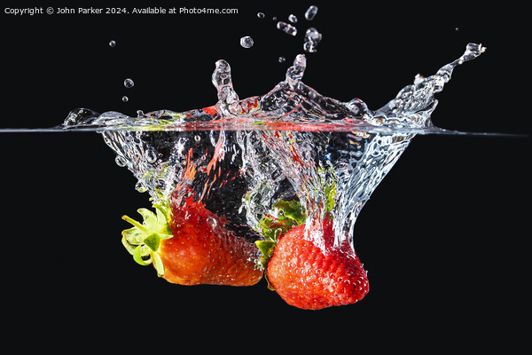 Splash Strawberries Picture Board by John Parker