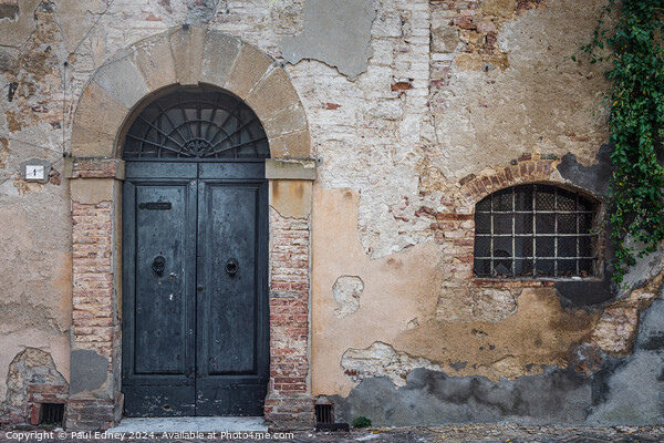 Stately aged door in Tuscany Picture Board by Paul Edney
