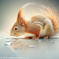 Buy canvas prints of A thirsty baby Red Squirrel taking a sip. by Stephen Hippisley
