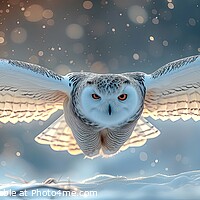 Buy canvas prints of A Snowy owl gliding across the snow. by Stephen Hippisley