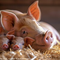 Buy canvas prints of Young piglets resting with mother. by Stephen Hippisley