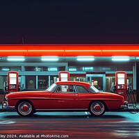 Buy canvas prints of 1950's car at a gas station by Stephen Hippisley