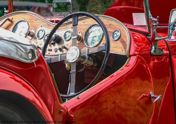 Red MG TC sports car Picture Board by Phil Brown
