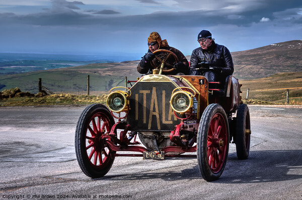 Vintage Itala climbing Hartside Pass, Cumbria. Picture Board by Phil Brown