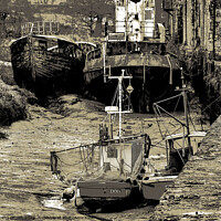 Buy canvas prints of Derelict boats. Annan Harbour, Scotland by Phil Brown