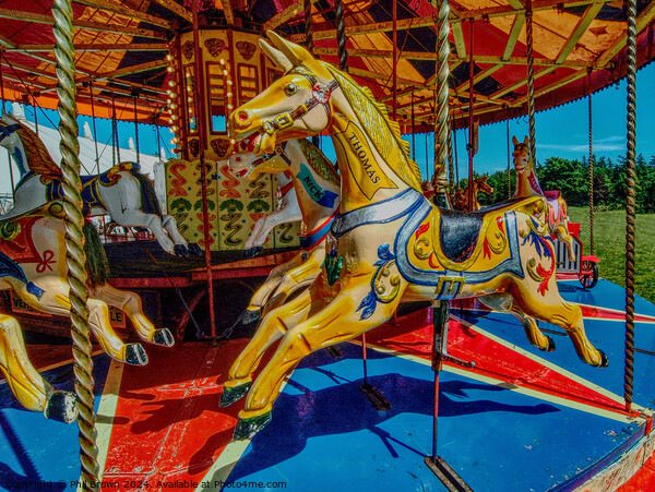 Gallopers on a carousel ride. Picture Board by Phil Brown