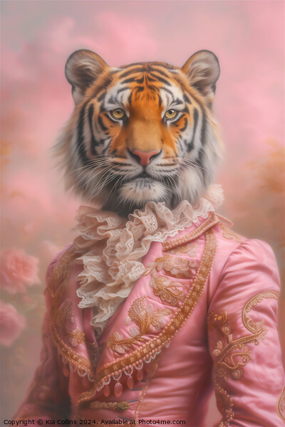 Pink Tiger Portrait Picture Board by Kia Collins