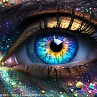 Buy canvas prints of moonlight luminous eye with iris cosmic galaxy swirl sparkling diamond glitters by JOHN LEE CHEE KERN