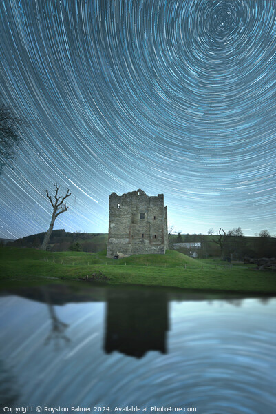 Star Trail - Hopton Castle Craven Arms Picture Board by Royston Palmer