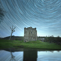 Buy canvas prints of Star Trail - Hopton Castle Craven Arms by Royston Palmer